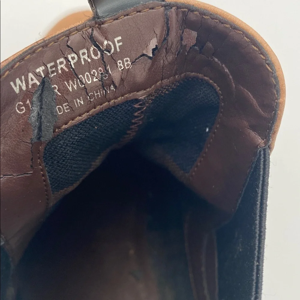 Cole haan Weatherproof Brown women 8B Leather Boots pull on casual office Y2K